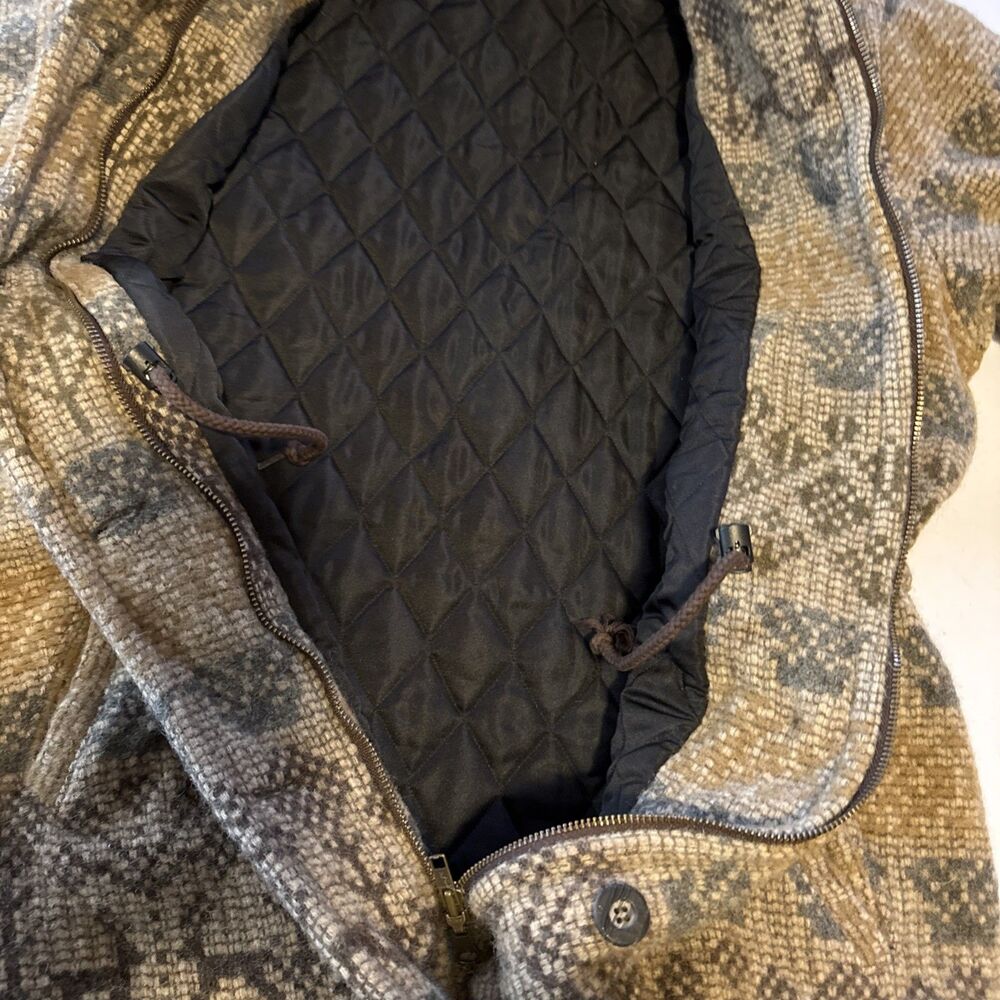 Womens VTG Woolrich Wool Indian Blanket Coat With Faux fur Collar Size L - Picture 7 of 10